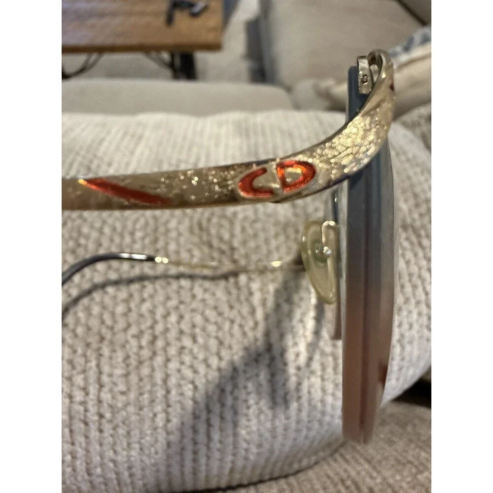 Vintage Christian Dior 2240 Gold Semi Rimless Eyeglass Frames Italy